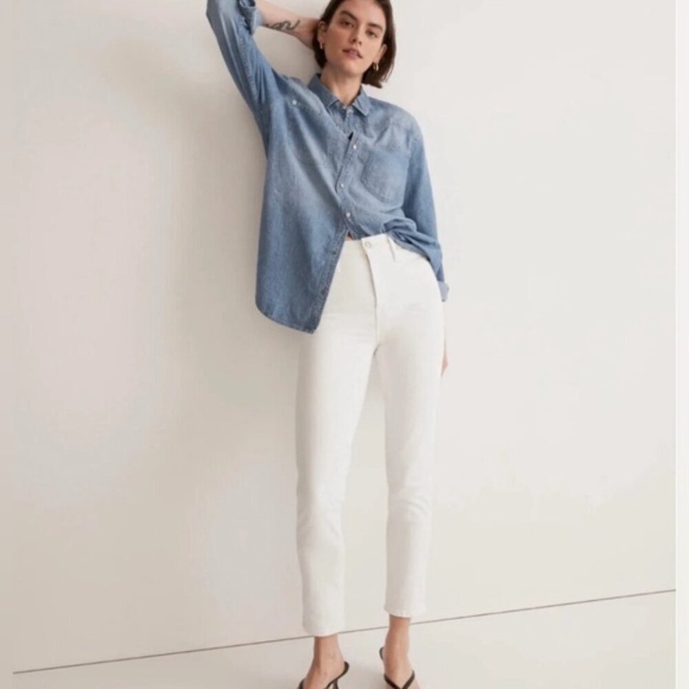 MADEWELL Women’s STOVEPIPE White Jeans High Rise Crop Size‎ 28